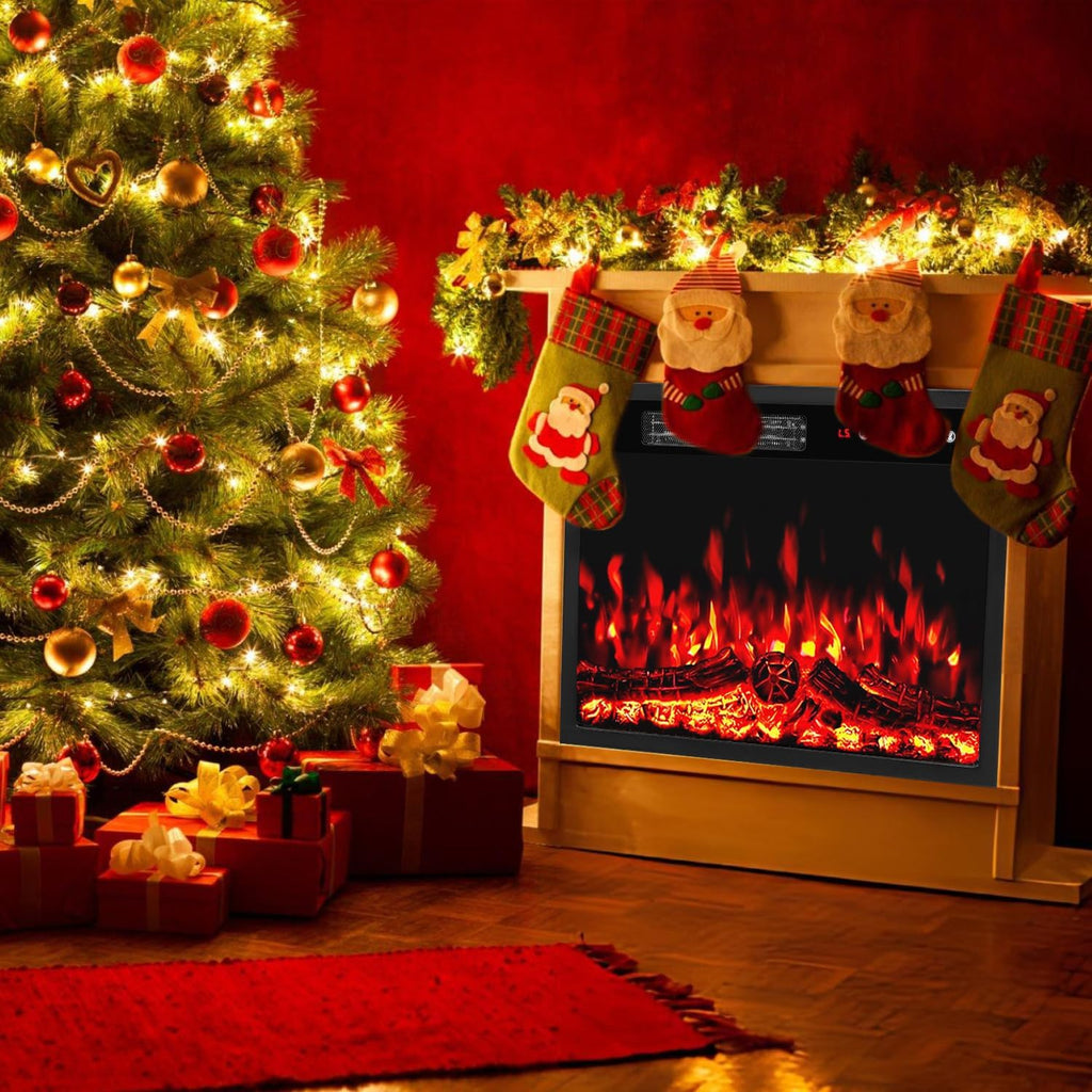 23 inch Electric Fireplace Insert Heater, Recessed Mounted Fireplace with Remote & Control Panel