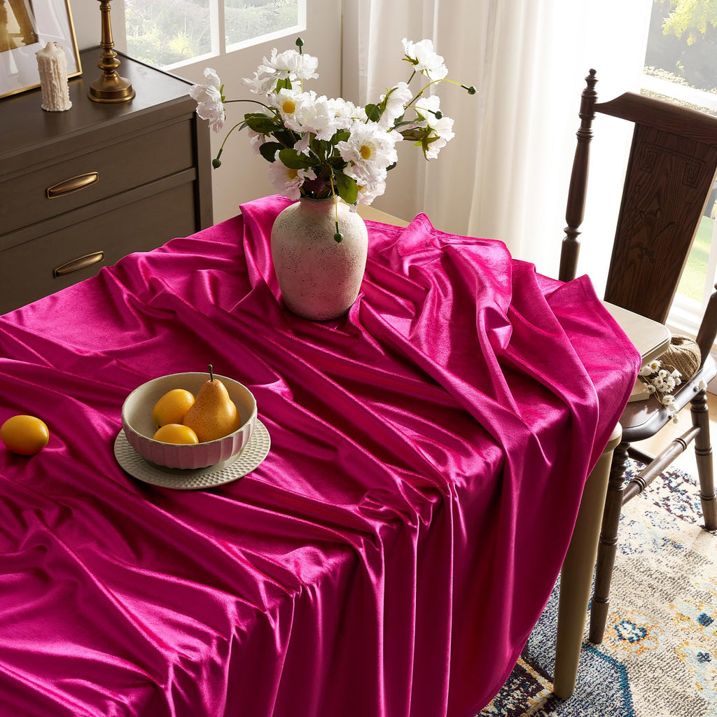Hot Pink Velvet Tablecloths Rectangular: French Luxurious Solid Table Cloth