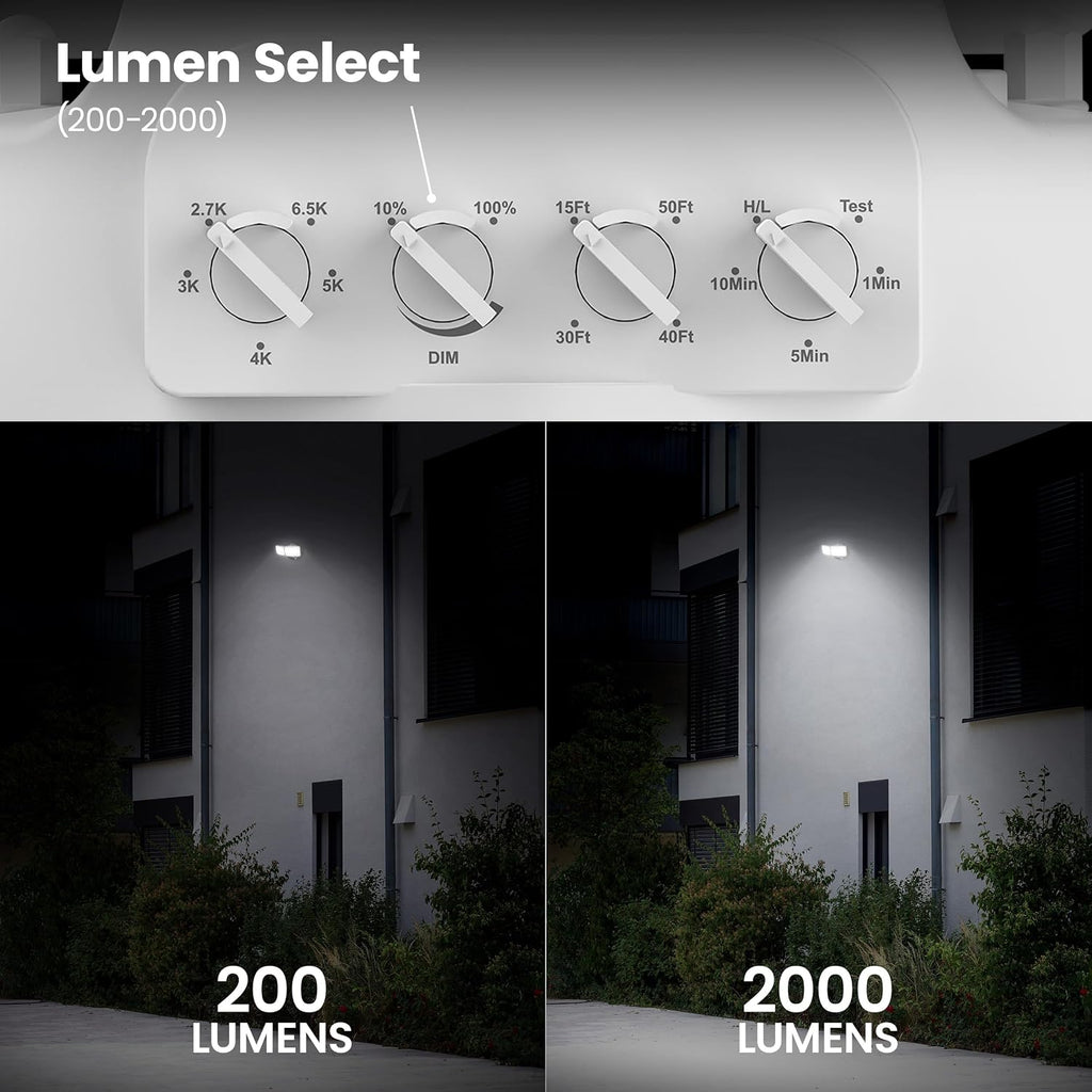 Electric LED Motion Sensor Flood Light, 2000 Lumens Dual-Head Security Light, 5CCT (2700K-6500K), Dusk to Dawn