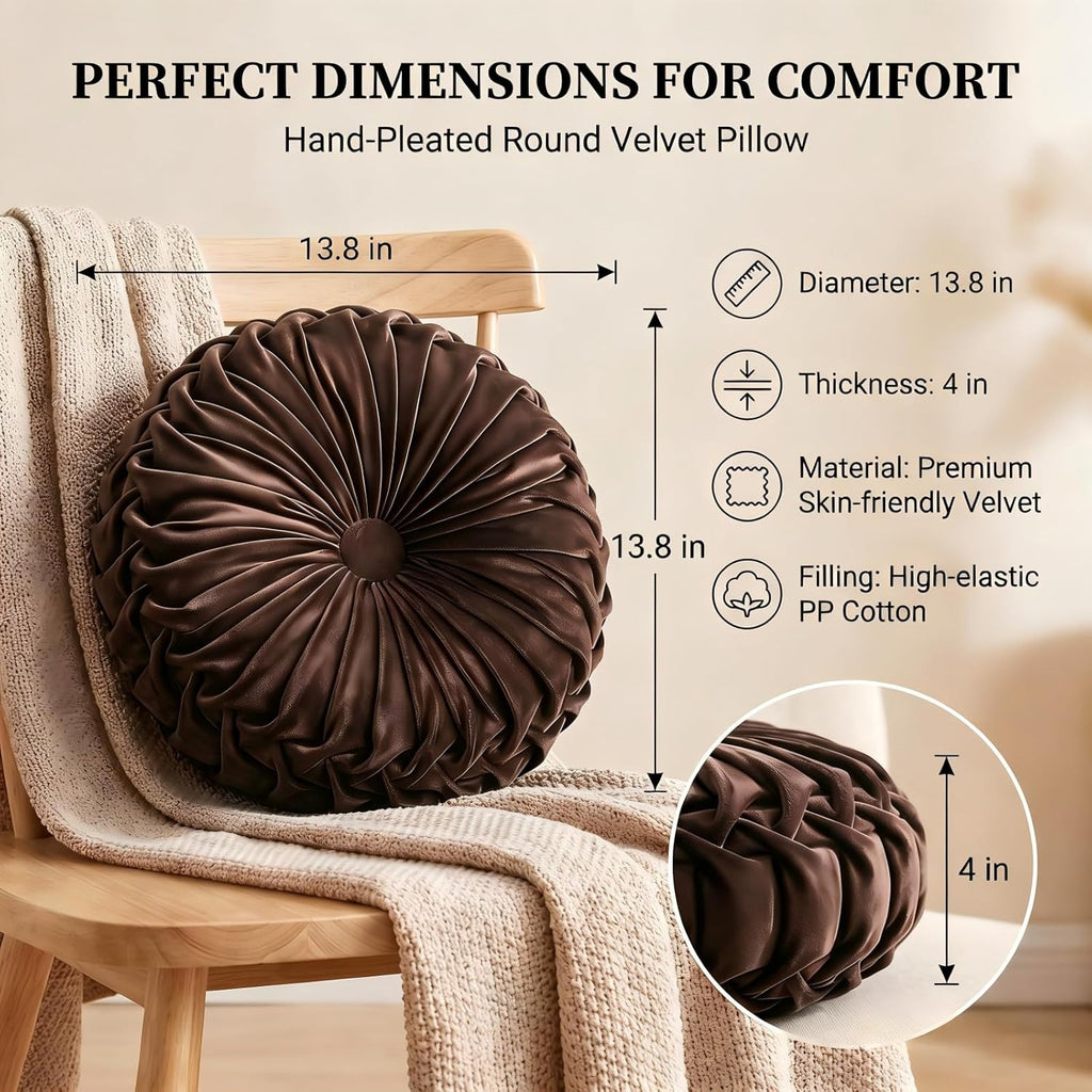 Round Velvet Pillow.7” Brown
