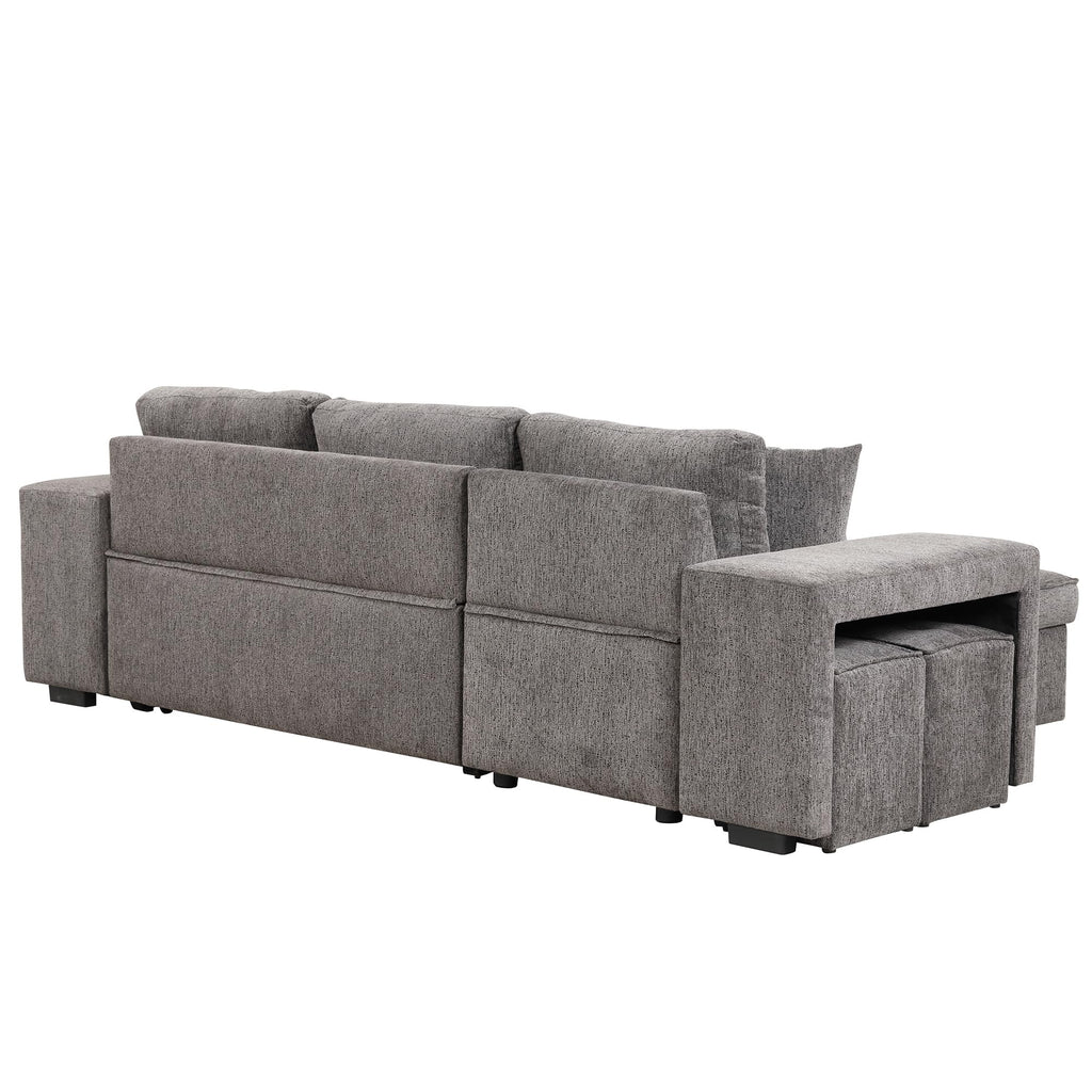 104.5 inch Reversible Sleeper Sectional Sofa with Pull Out Bed, Convertible L Shaped Sectional Couch with Storage