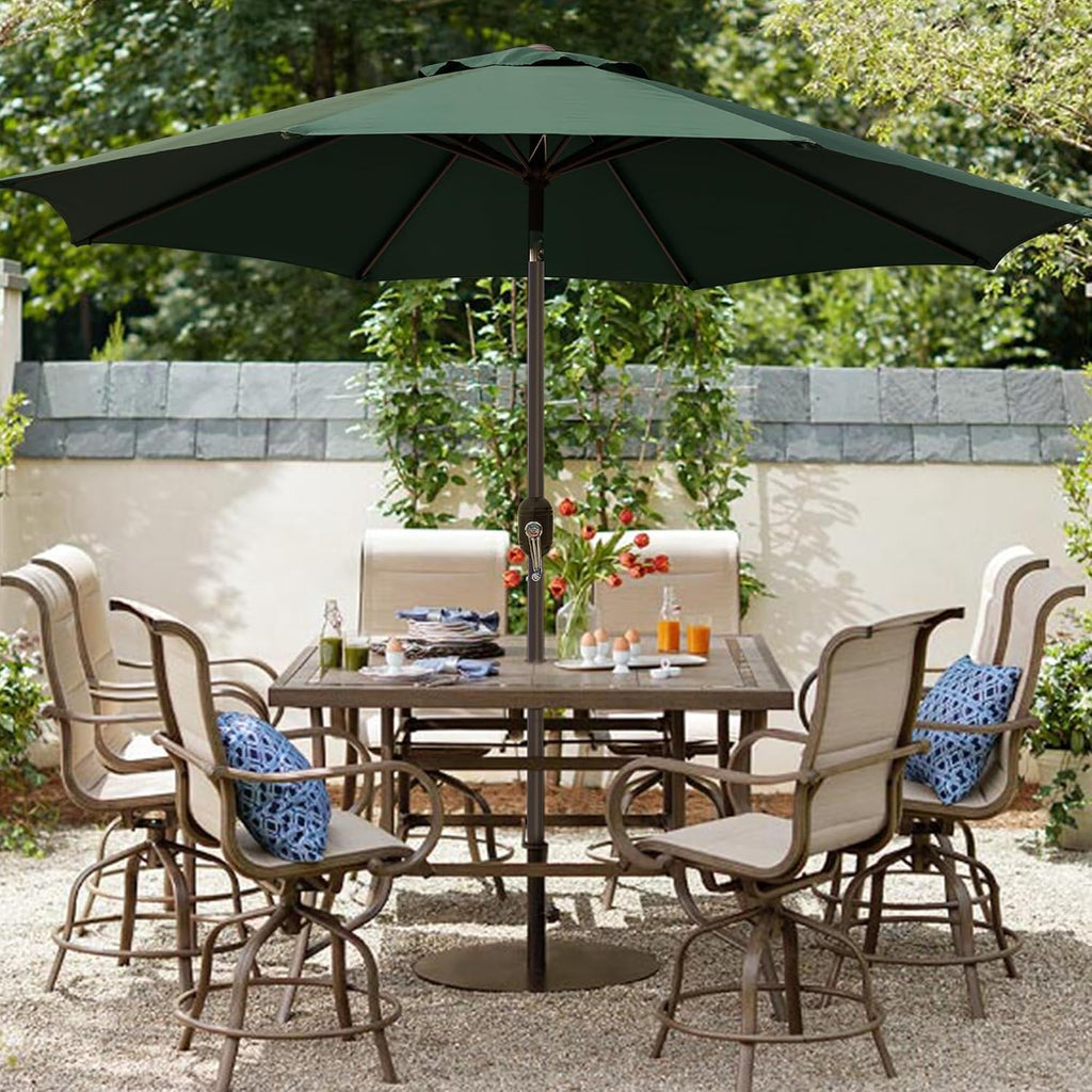 9' Outdoor Patio Umbrella, Outdoor Table Umbrella, Yard Umbrella, Market Umbrella with 8 Sturdy Ribs - Dark Green