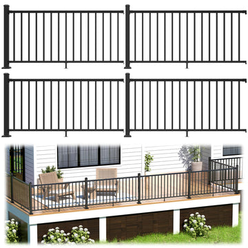 4 Pack 36 in x 6 ft Modular Aluminum Porch and Deck Railing Kit