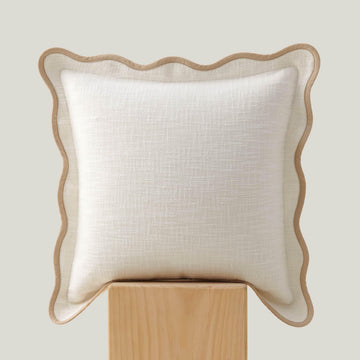Stitch 100% Cotton Scalloped Throw Pillow Covers, Cream