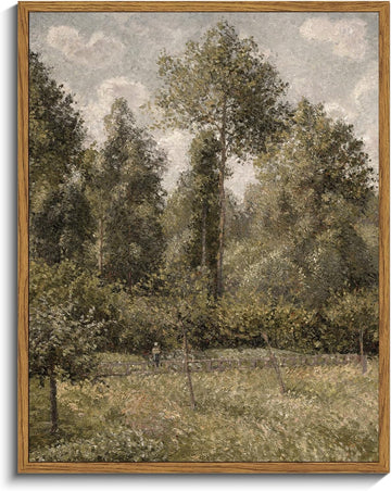 Framed Canvas Prints Art Vintage Decor, Room Decor Classical Artwork Poplars Camille Pissarro, Retro Wall Art