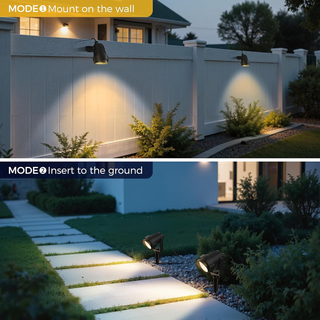 5W Dusk to Dawn Outdoor Spotlight 3000K Landscape Light 2 Pack | Auto On/Off Landscape Lighting, IP66 Waterproof Plug