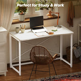 Folding Desk for Small Spaces, 39.4 Inch Foldable Computer Table, Study, Bedroom, Dorm, Space Saving