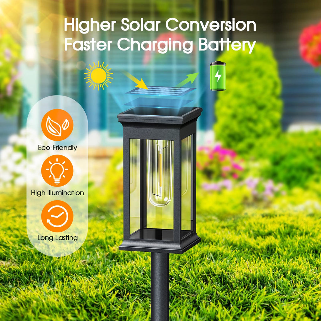 Solar Pathway Lights Outdoor 8 Pack, 2X Bigger Solar Outdoor Lights, Bright Solar Garden Lights Waterproof, Auto