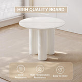 39" Round Dining Table for 4 Cream White Kichen Table with 3 Legs Modern Round Table 4 Seats Dining Room Table for