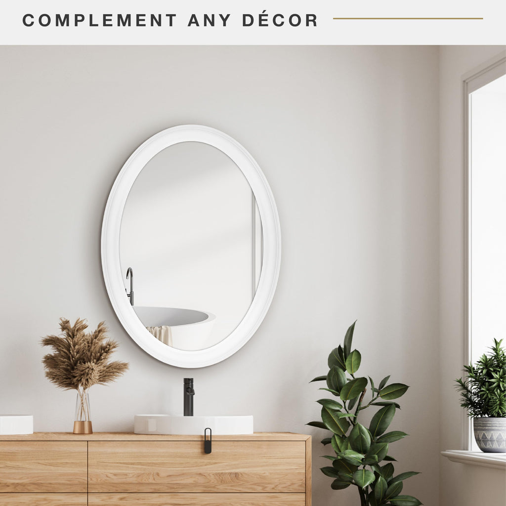 Wall Mirror, 21x31, Classic White Oval