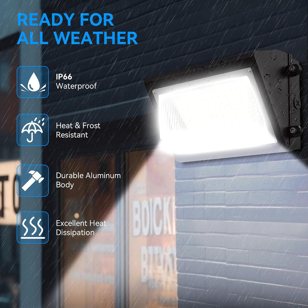 120W LED Wall Pack Light with Dusk-to-Dawn Photocell Sensor, 16800LM 5000K | IP66 Waterproof 120V LED Security Flood