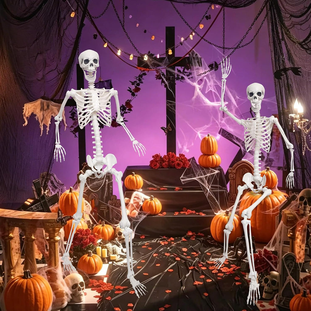 5.9Ft/180cm Life Size Giant Skeleton Poseable Plastic Skeleton for Halloween Decor