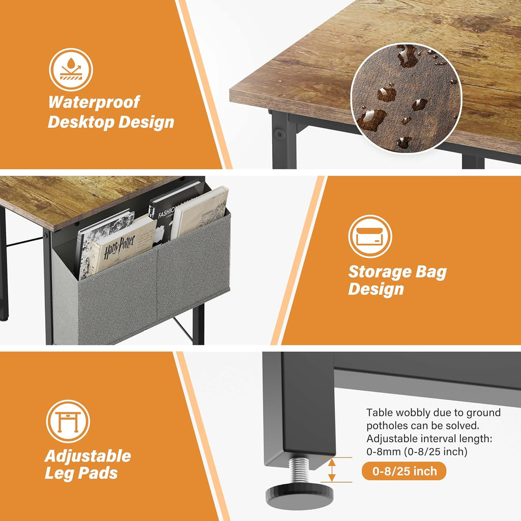 Small Space Writing Desk with Headphone Hooks, Modern Simple Design, Suitable for Study, Home Office and Living Room