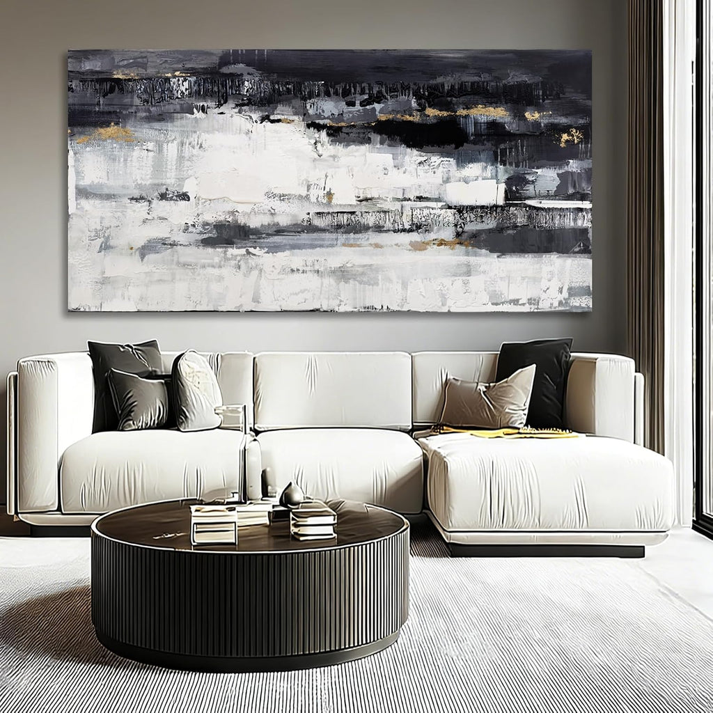 Large Abstract Wall Art, Black and White Wall Decor, Modern Printed Canvas Artwork for Walls, Living Room, Bedroom