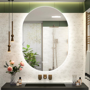 24x32 Oval Backlit LED Bathroom Vanity Mirror with Lights for Wall