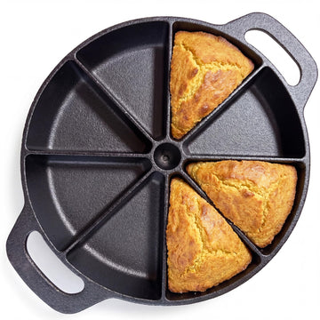 Cast Iron Wedge Pan 8-Wedge Divided Cornbread Skillet with Handles