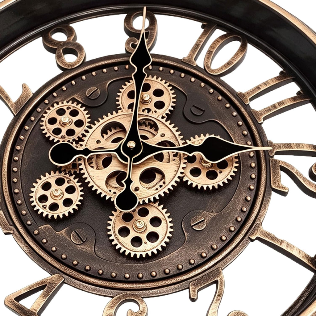 18 Inch Wall Clocks, Brown Steampunk Moving Gears Wall Clock