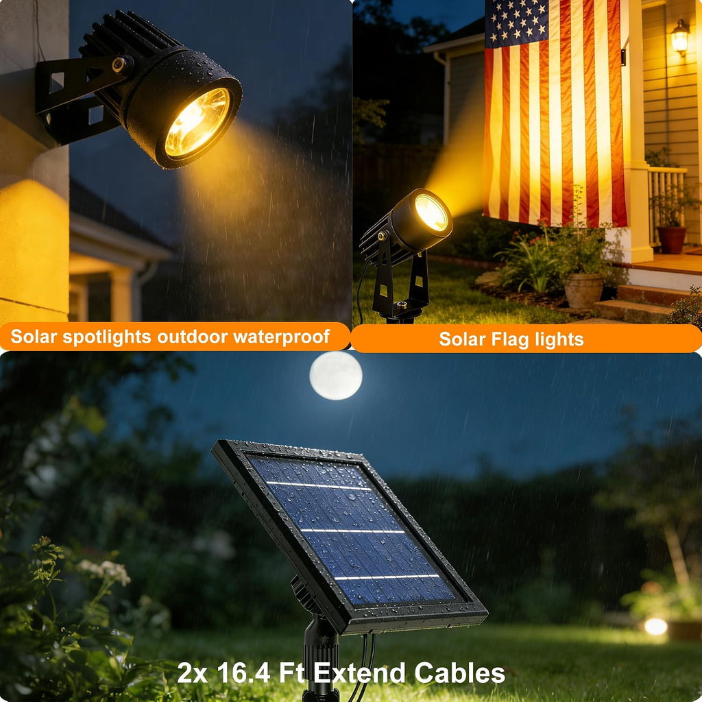 Solar-Powered Cast Aluminium Warm White LED Spotlight for Outdoor Garden Yard Landscape Tree Uplight Downlight