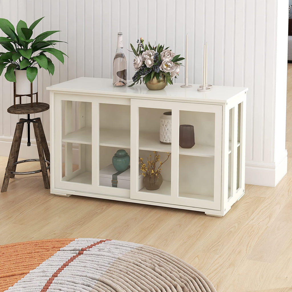 Kitchen Storage Cabinet Antique Stackable Buffet Storage Sideboard Adjustable Shelf Inside Credenza Cupboard with