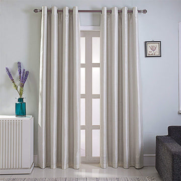 Faux Silk Blackout Curtains, Fully Lined Solid Color Window Treatment Drapes Thermal Insulated Grommet Top Room
