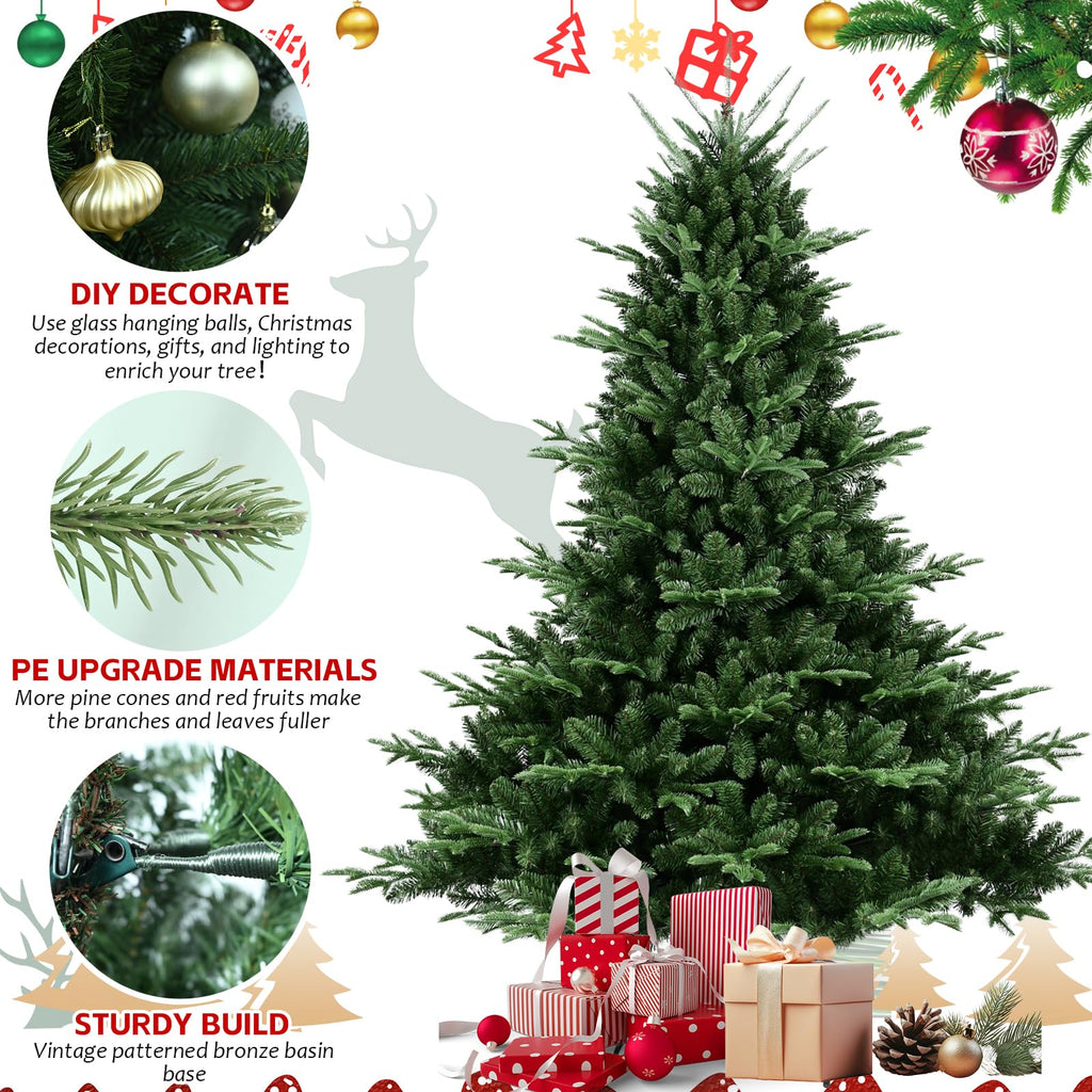 8FT Christmas Tree Simulate Nature Advanced Materials Premium Hinged Blue Spruce Artificial Douglas Firs