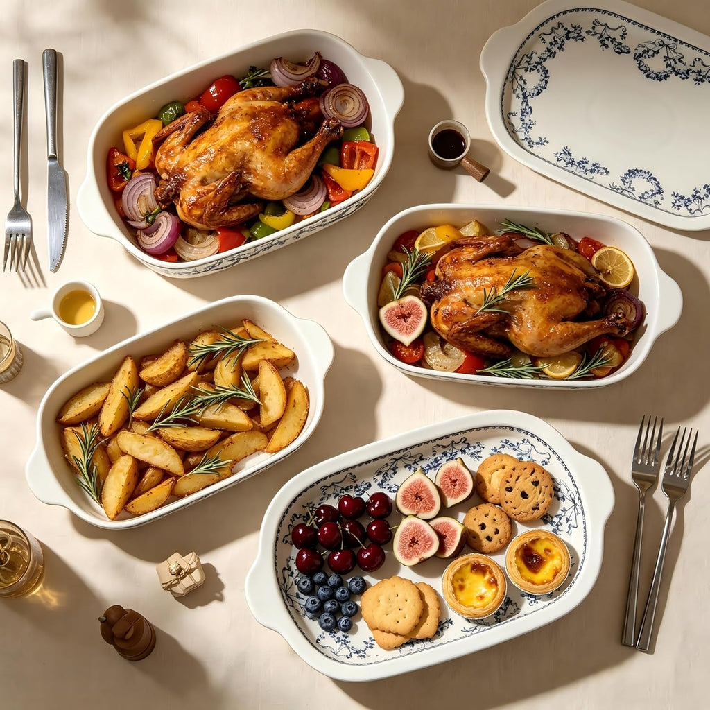 Ceramic Casserole Dish with Lids for Oven, Large Dish with Lid and Small Ceramic Casserole Dishes with Lid, Bakeware