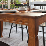 Milford 60" Solid Wood Dining Table, 3 Inch Offset Paneled Apron, 3" Turned Decorative Legs, Water Resistant Finish