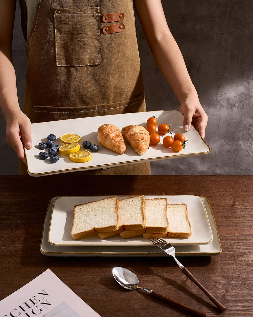 Serving Platters Set of 3 Sizes - Rectangular, Matte White