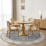 8ft Round Area Rugs for Living Room: Non-Slip Washable Vintage Soft Large Circle Rug - Soft Low Pile