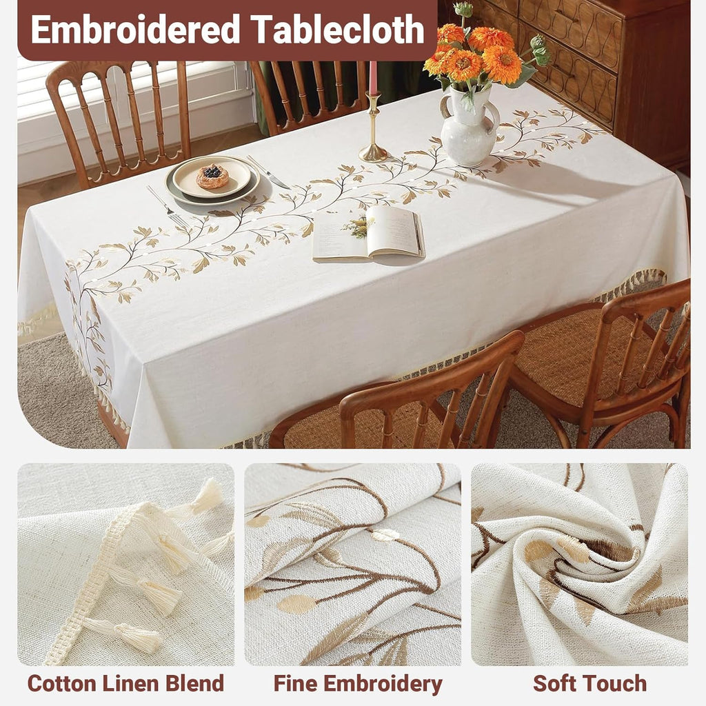Cotton Linen Waterproof Tablecloth for Dining Table Farmhouse Kitchen Rectangle Table Cloth Coffee W