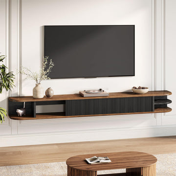 71" Floating TV Stand Up to 90'' TVs, Solid Wood Media Console