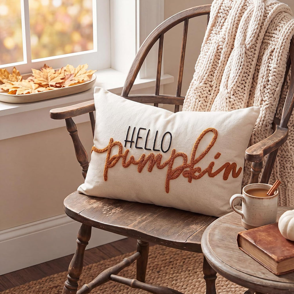 Fall Pumpkin Pillow Covers 12x20 Autumn Hello Pumpkin Lumbar Case
