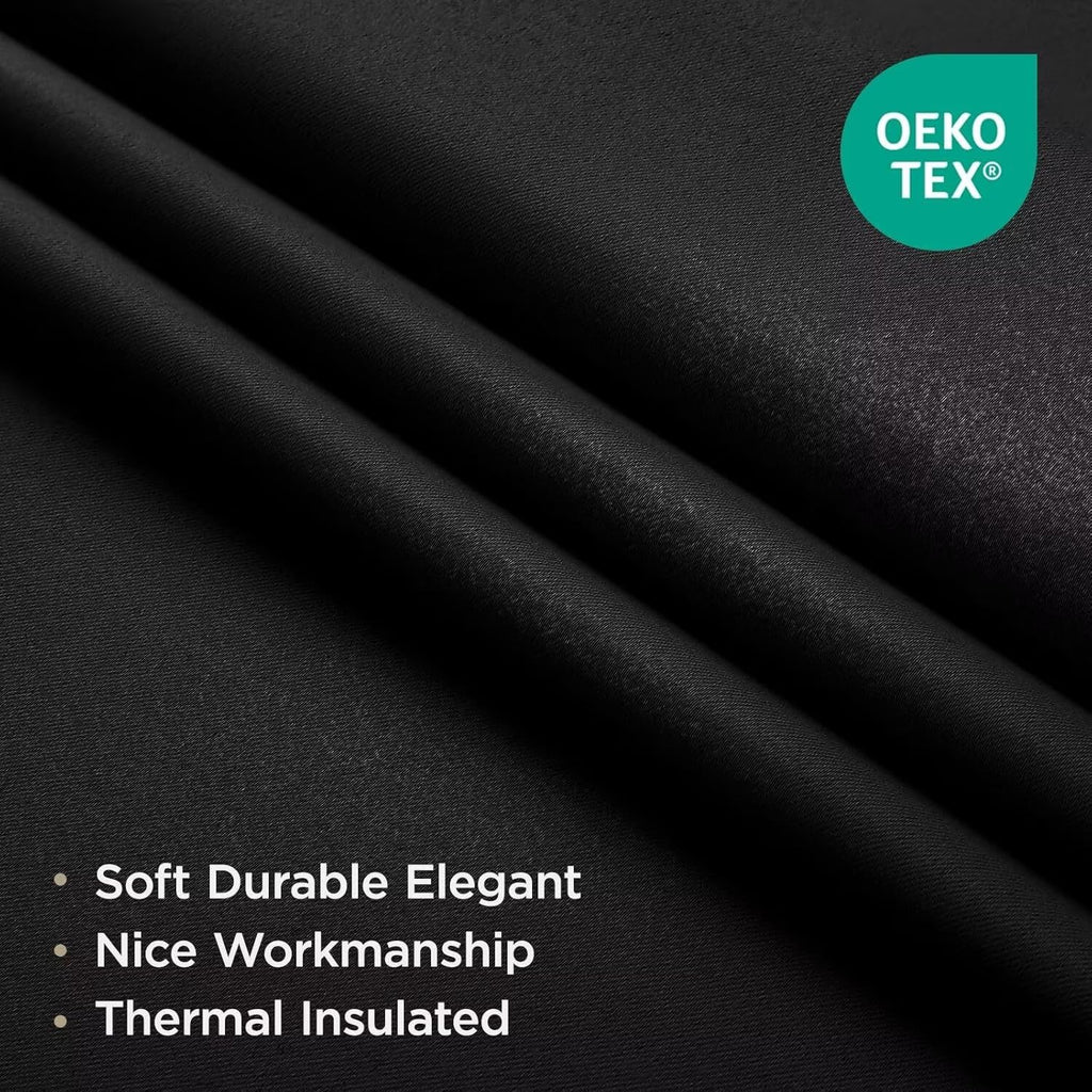 Blackout Curtains, Black out curtains 96 inch long 2 Panels, Long Black Drapes with Rod Pocket Back Tab, Room