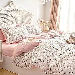 Floral Duvet Cover Set, Coquette Cottagecore Aesthetic Cute Flower Pattern for Women Teen Girls, Soft Lightweight