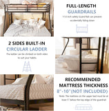 Metal Bunk Beds with Double Secured Ladders, Twin Over Full Bunk Bed with Surrounded Safety Guardrails