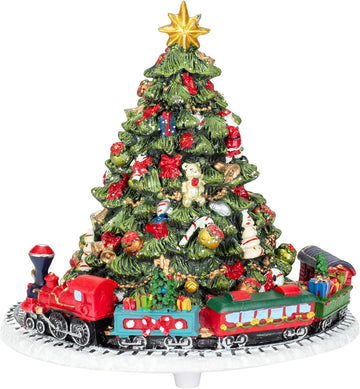 6-Inch Christmas Tree with Revolving Train Music Box