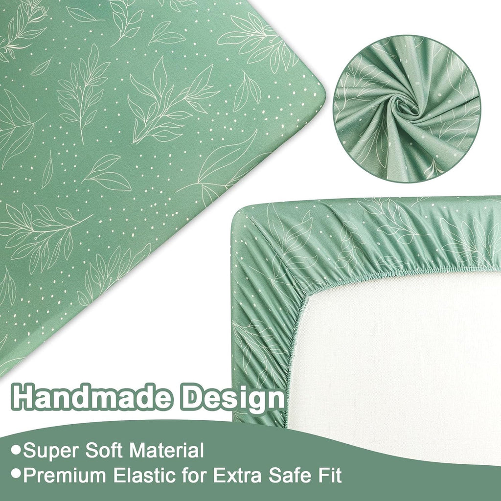 Green Leaf Crib Bedding Set, 4-Piece Baby Boy Bedding Set, Neutral Nursery Bedding Set, Fitted Crib Sheet, Crib