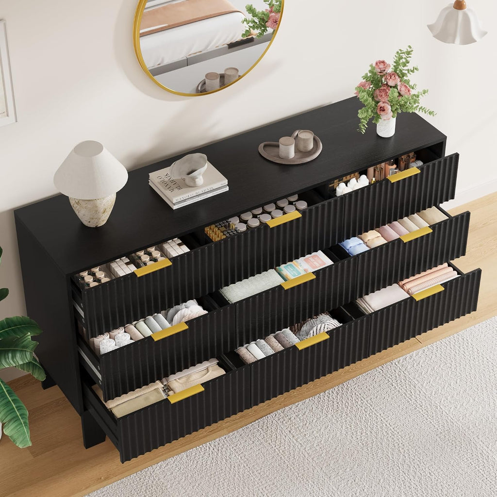 9 Drawer Dresser , Fluted Dresser
