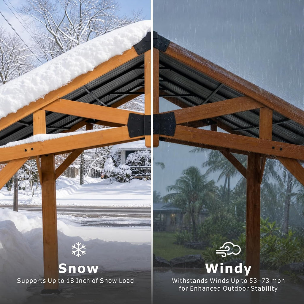12' x 16' Cedar Wood Gazebo with Hardtop Galvanized Steel Roof