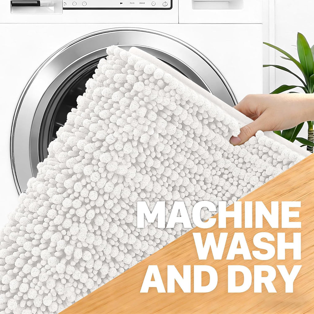 Bathroom Rug Mat 30x20, Thick Soft and Absorbent Chenille Bath Mat, Non-Slip Rubber Backing, Machine Washable Quick