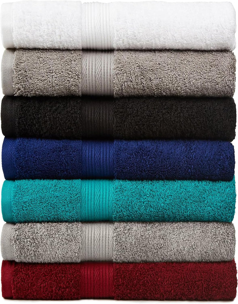 6-Piece Fade-Resistant 100% Cotton Towel Set , Soft and Absorbent, 2 Bath Towels, 2 Hand Towels, 2 Washcloths, Gray