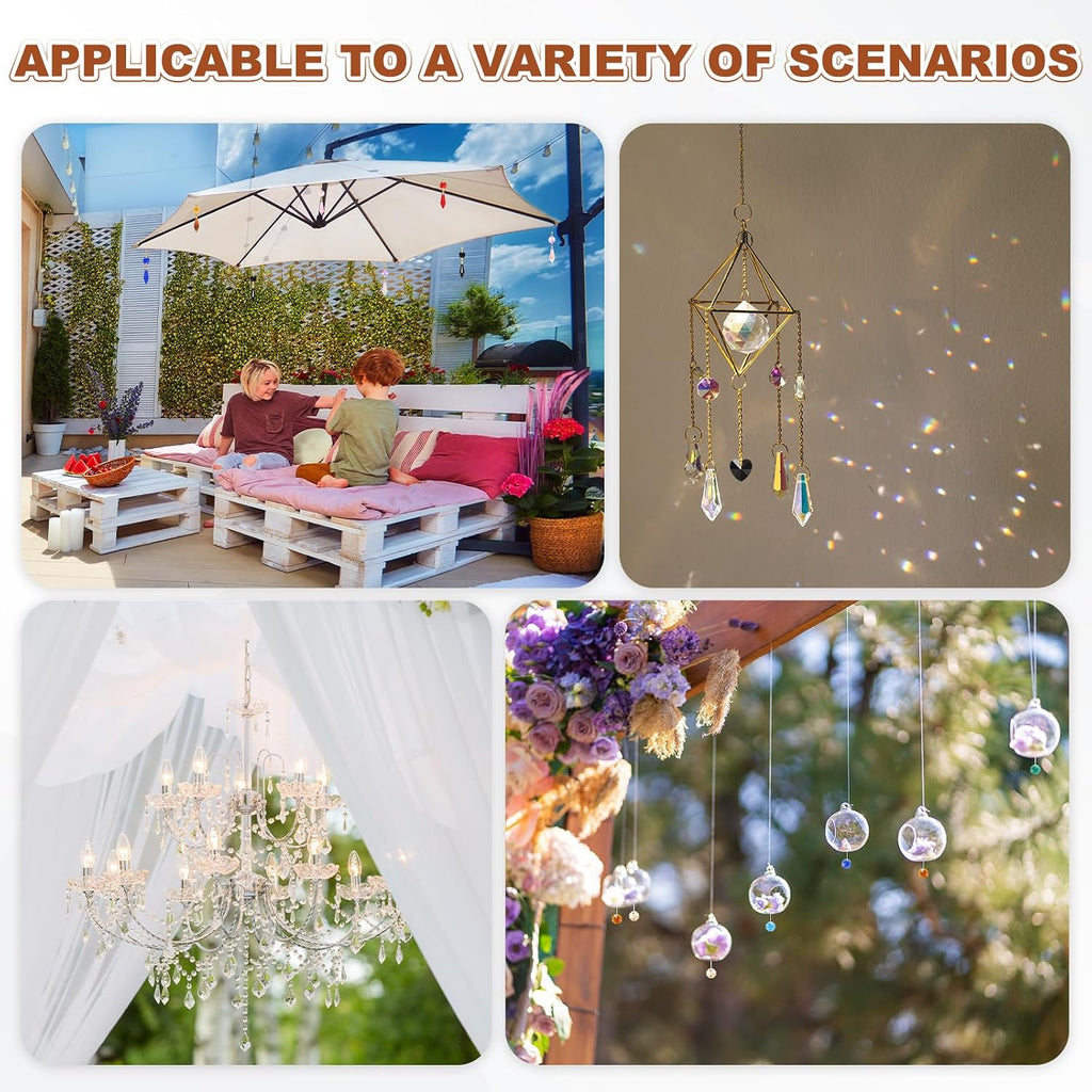 50-Pack Crystal 2 Hole Octagon Prisms, 14mm/0.55 Inch Chandelier Pendant Maker Hanging Crystals Chandelier Prisms for