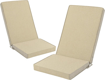 Adirondack Chair Cushions Set of 2 - Removable Covers, Water-Repellent & Fade-Resistant Faux Linen, Securing Straps