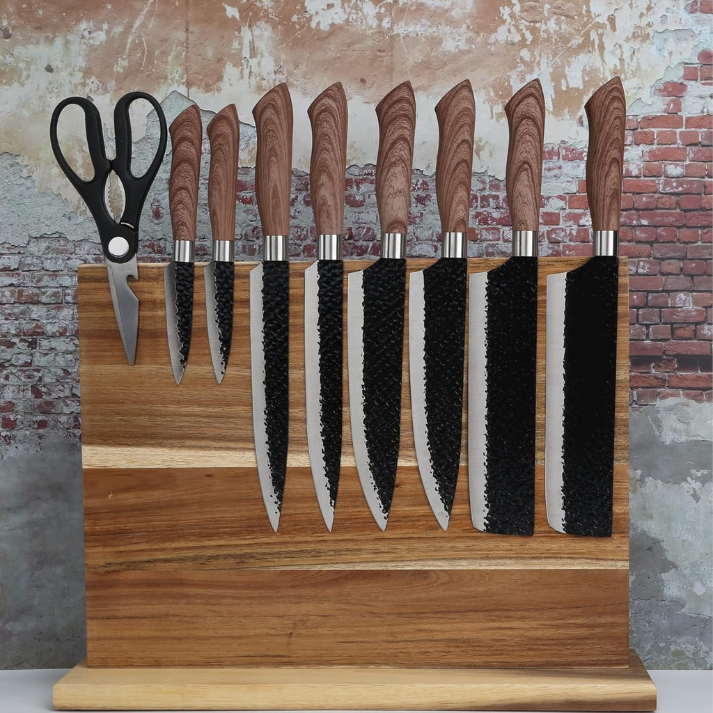 Large Magnetic Knife Holder,Acacia Wooden Magnetic Knife Block 16 X 12 Inches,Rack Magnetic Universal Stands with