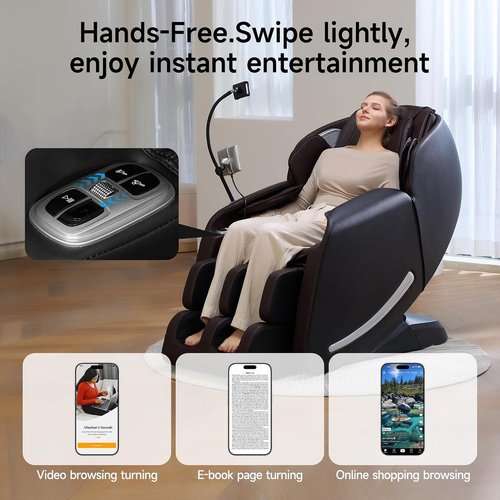Massage Chair Full Body with Unique Phone Controller,Heart and Blood Measurement, Zero Gravity 3D SL-Track Recliner