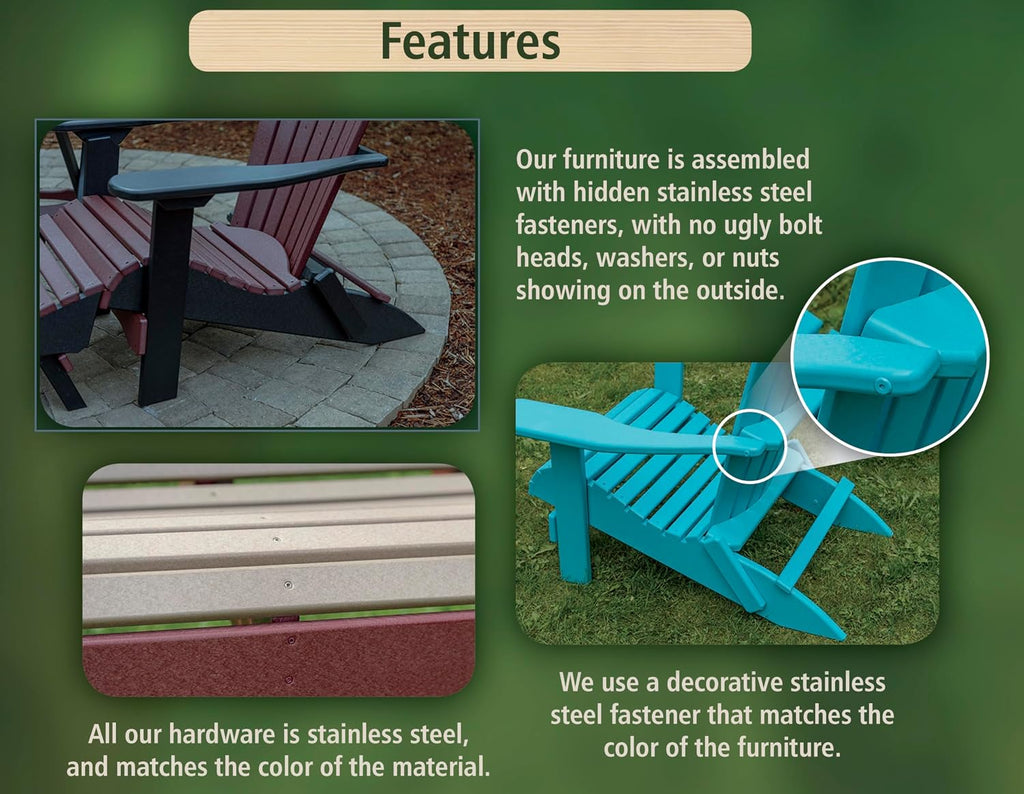 Poly Lumber Wood 5FT Porch Swing Amish Craftsmandship Made in USA HDPE with No wood fibers and 1000 lbs Limit.