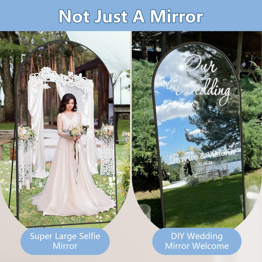 Oversized Floor Mirror Full Length with Stand, 72"X44", Arched