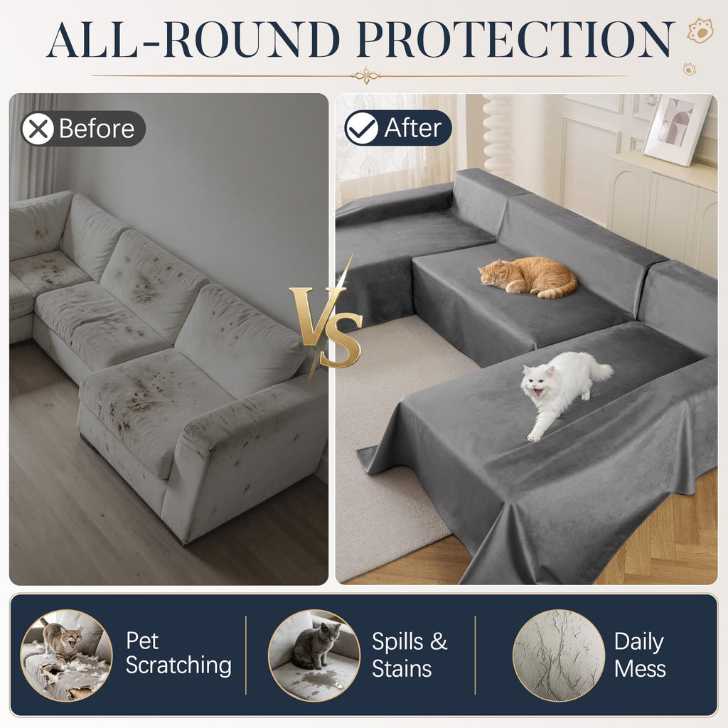 U Shaped Sectional Couch Cover Waterproof Non Slip Protector