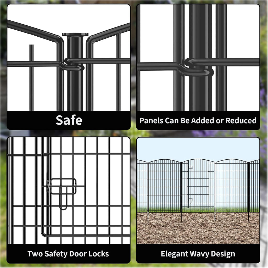 Decorative Garden Fence 6 Panels 13ft (L)×42in (H) Animal Barrier Fences with 5 Panels + 1 Gate, No Dig Garden