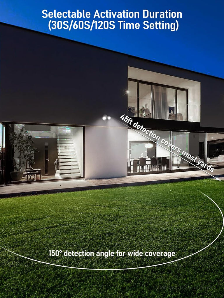 25W LED Security Light Outdoor Motion Sensor 5000K White | 30°-80° Beam Angle Adjustable Motion Flood Lights for